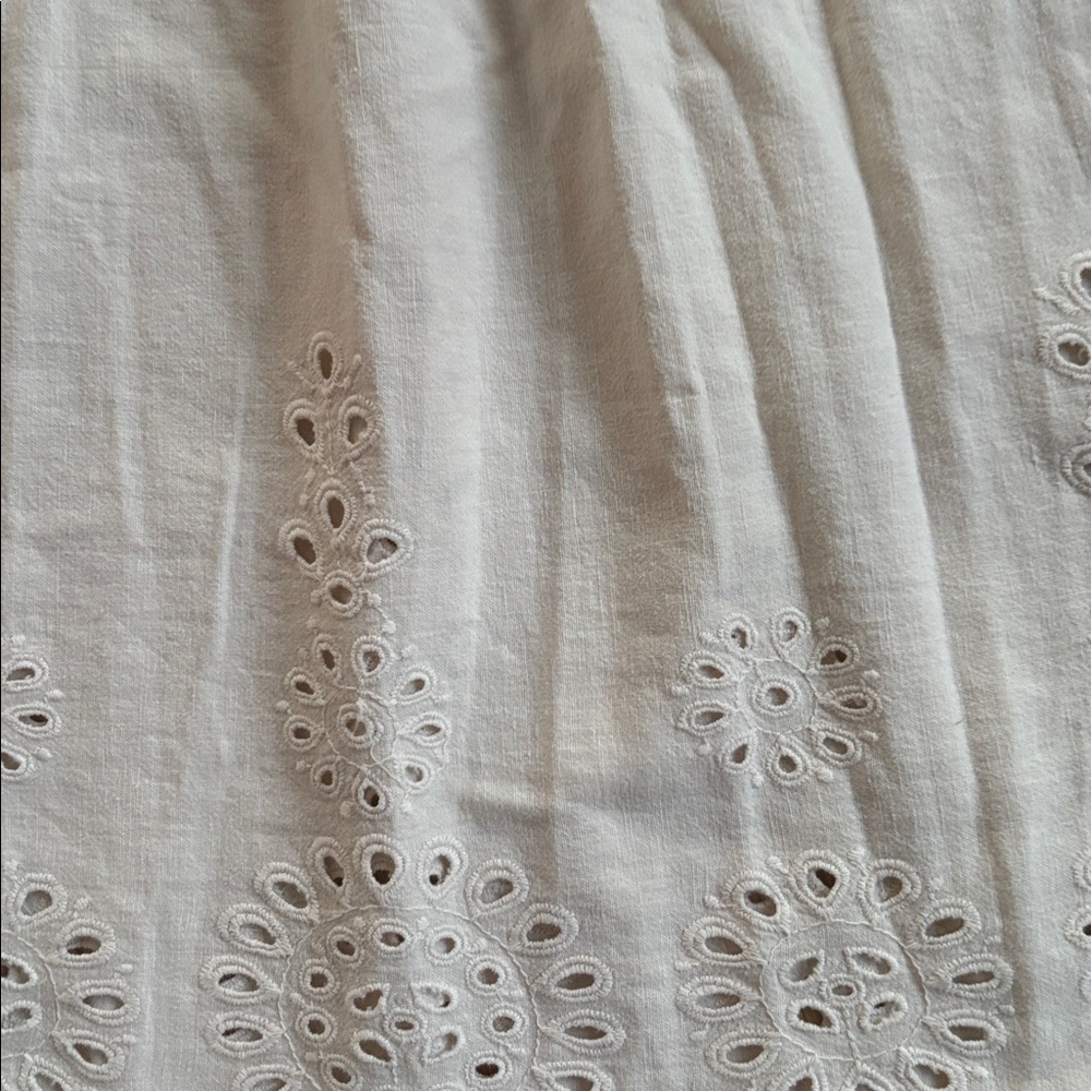 THE GREAT. Cream Midi Eyelet Skirt - Picture 6 of 8